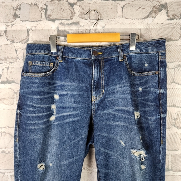 cAbi bf Boyfriend Jeans Ankle Distressed 100% Cotton High Waist Size 12 - Picture 5 of 16